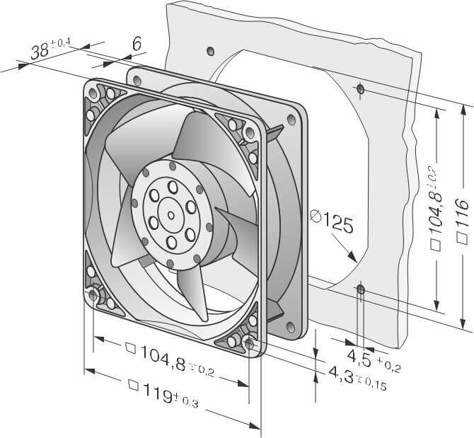 Axiallüfter Silent-Ventilator von PAPST 4890 N - 230 V/AC - BxHxT 119